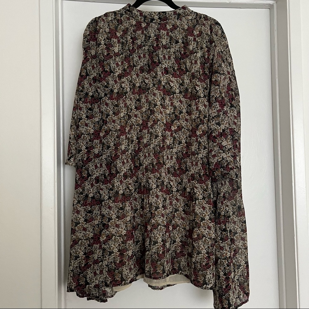 ZARA BLACK FLORAL PLEATED DRESS